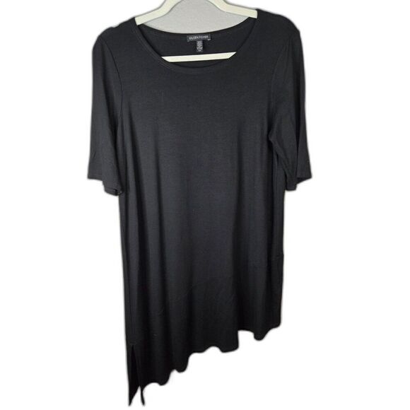 Eileen Fisher Women's Black Asymmetrical Elbow Sleeve Tunic Size Small - Picture 1 of 5